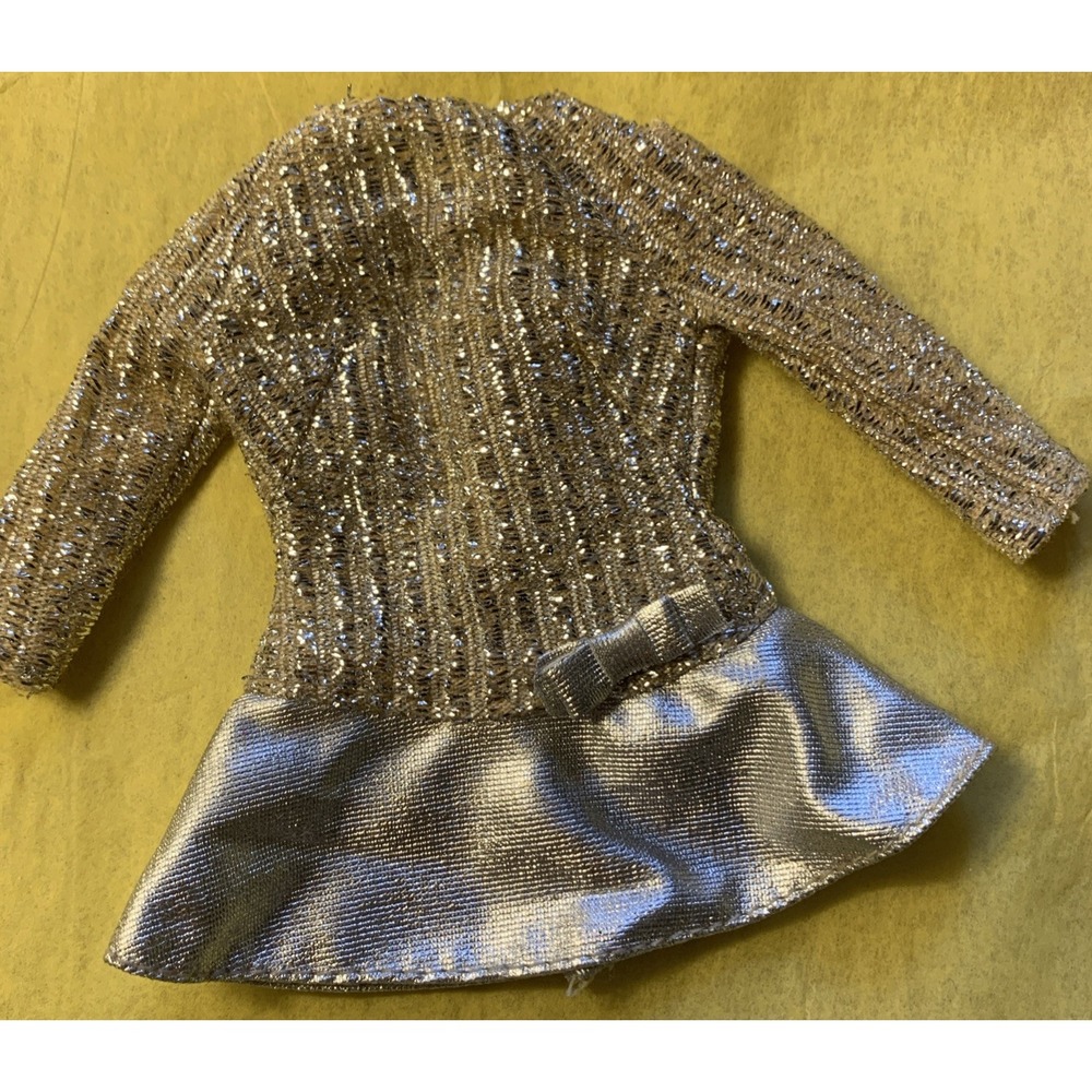 Vintage Barbie Stacey Salute To Silver Sparkle Mini Dress Fashion #1885